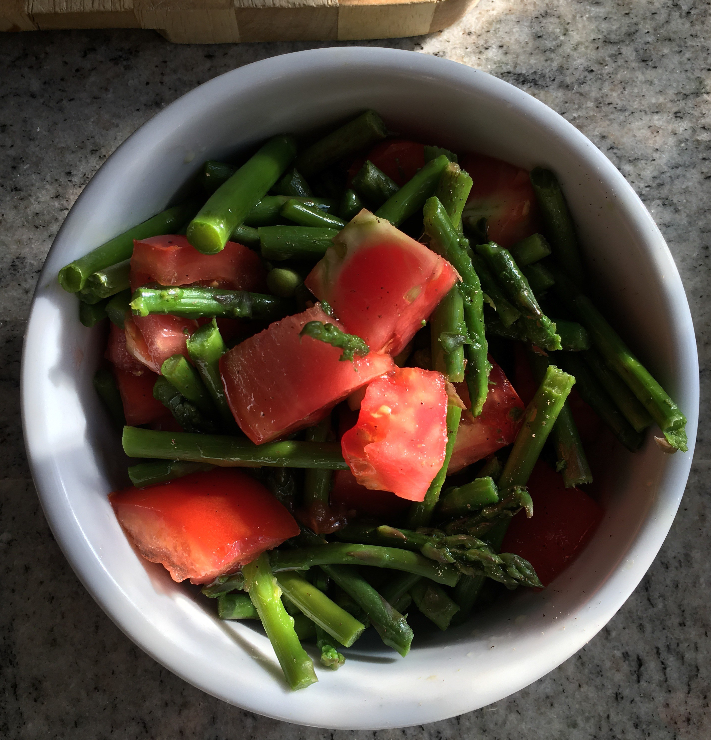Warm asparagus and tomato salad