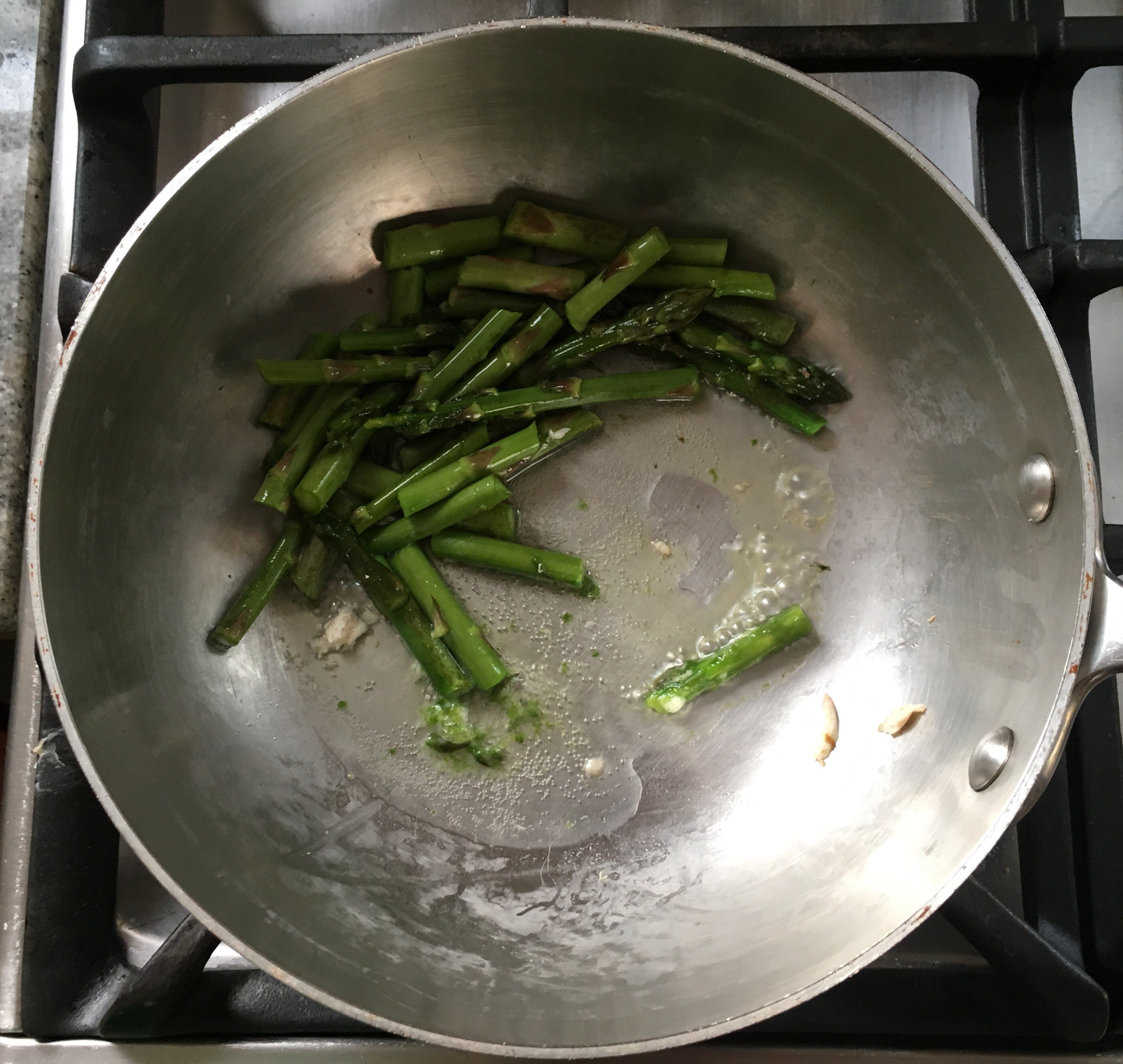 Saut?ing the asparagus....