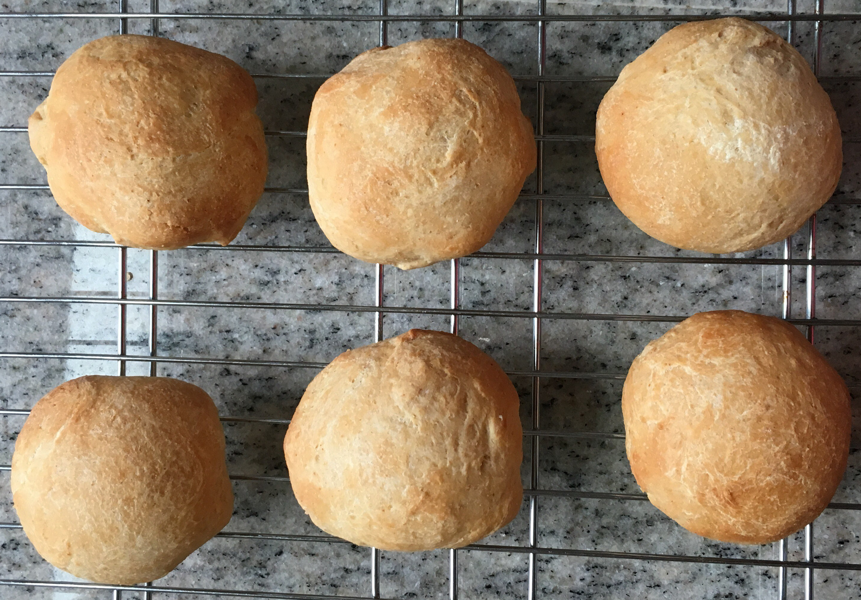 Rolls... 1/2 white, 1/2 whole wheat flour... yummy and easy to keep in the freezer and bake when you want to.