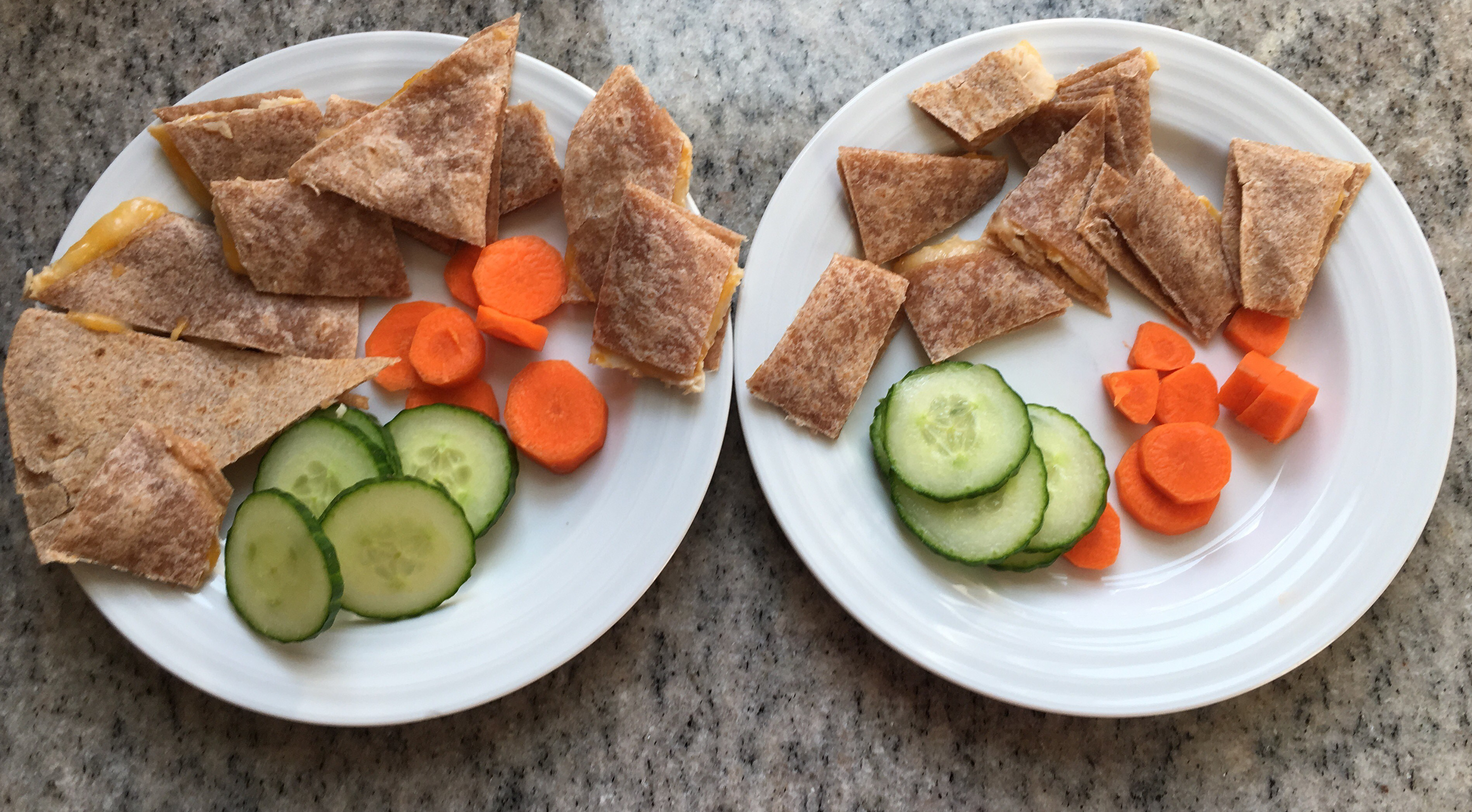 Kids' quesadillas + veggies