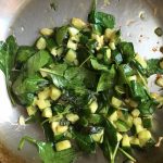Sauteed garlic, zucchini, spinach & basil for green diva sauce