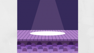 Image of empty stage with spotlight in front of audience for, Can You Stay Vulnerable & Emotionally Strong on the Public Stage?
