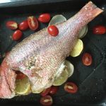 Picture of Roast Snapper for Roast Fish Salad with Onions, Lemon & Tomato.