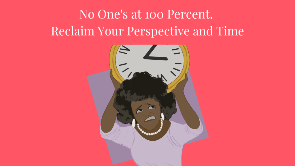 Image of stressed Mom with a clock pressing down on her head. Reclaim Your Time