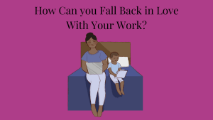 Image of mother sitting on the bed working from her laptop next to her young son
