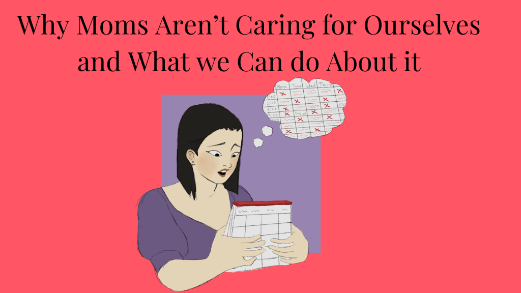 Image of a stressed Mom looking at an over scheduled calendar