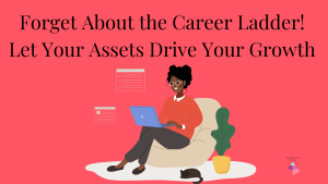 Image of a woman sitting on a chair working from her laptop.