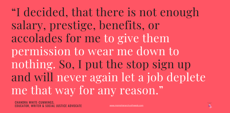 Image of quote from Chandra White Cummings interview