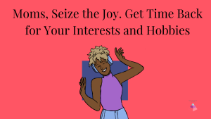 Image of a happy mom dancing with headphones on and a smile on her face.