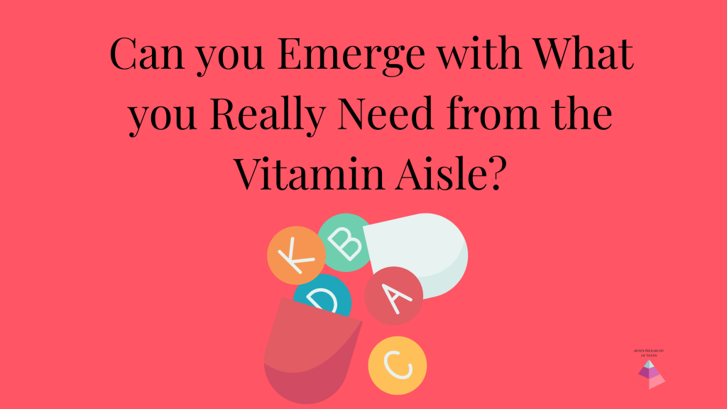 Illustration of a vitamin pill open with letters K D B A C