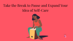 Image of a woman playing a drum and making music